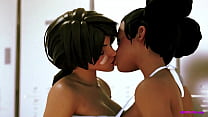 Ebony Hotties Locker Room Fucking | 3D Lesbian Hentai (ENG Dub)